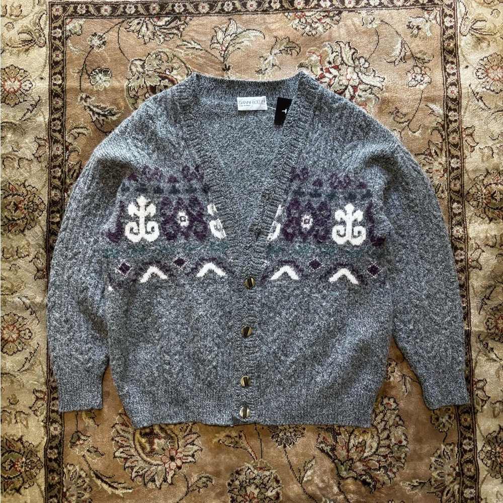 Vintage Made in Italy Patterned Knit Cardigan